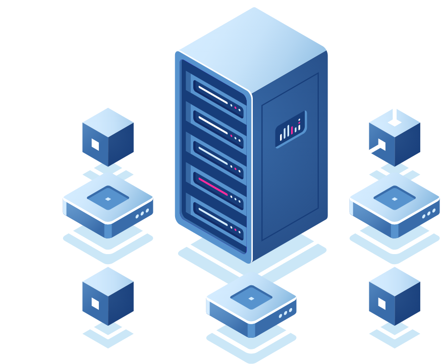 Illustration of servers and cloud connectivity